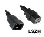 Preview: Power cable C19 to C20 LSZH, 1,5mm², 16A, black, length 1,80m
